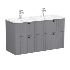 Vitra Root Groove 69515 Lavabo Dolabı, Dört Çekmeceli, 120 Cm, Mat Gri, Köşeli Lavabolu